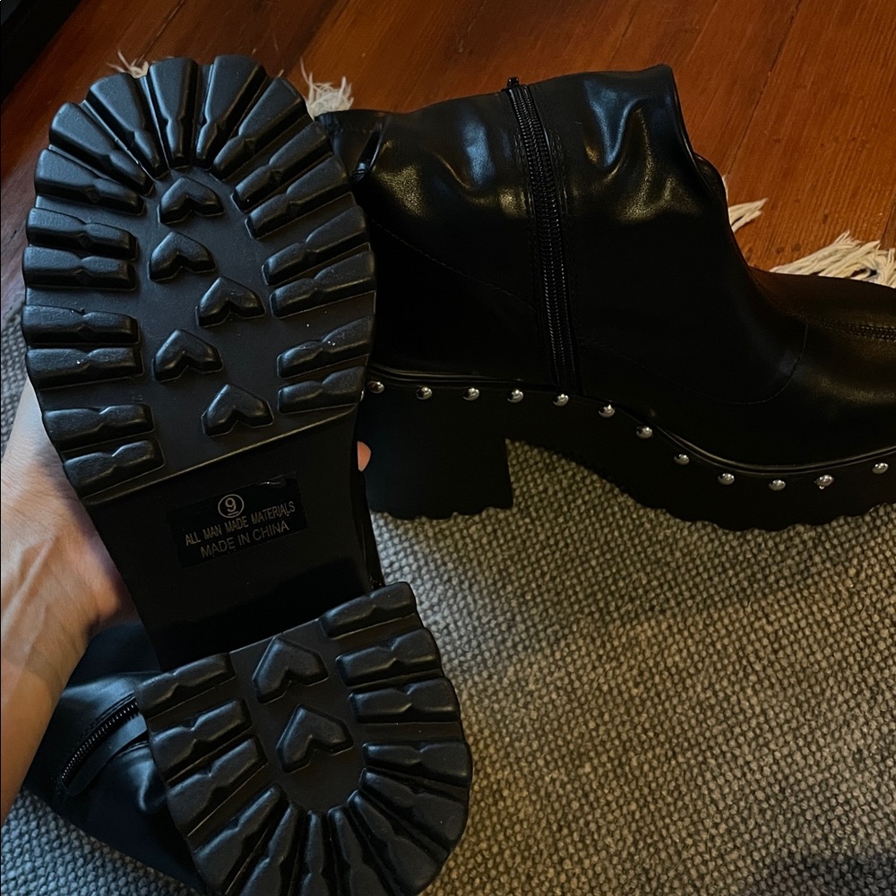 Black Studded Women's Boots - Picture 3 of 4